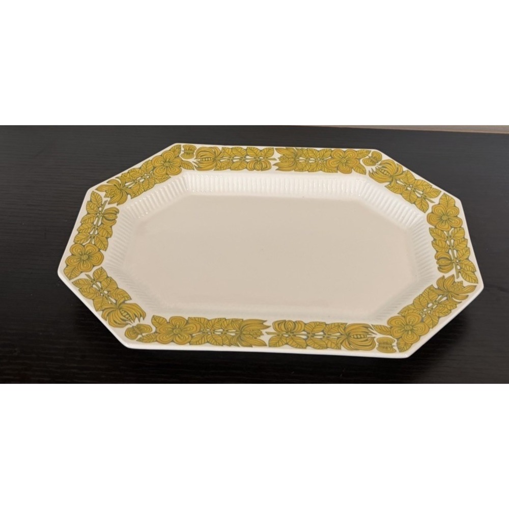Vintage Octagon Platter Yellow Bouquet Independence Ironstone Interpace Serving